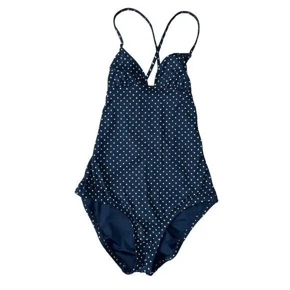 Madewell Polka Dot One Piece Open Back Swimsuit Retro Pin Up Resort - Size 2 - Picture 2 of 11